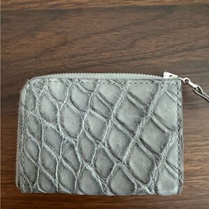 Lucchese Gray Crocodile Card Holder